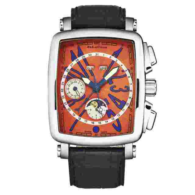 deLaCour Vialarga Chronograph GMT Automatic Moon Phase Day-Night Orange Dial Men's Watch WAST1026-ORG