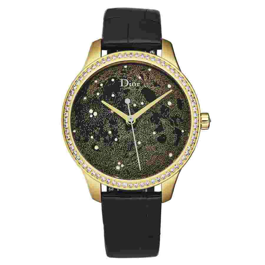Dior Montaigne Automatic Diamond Gold Dial Ladies Watch CD153550A001