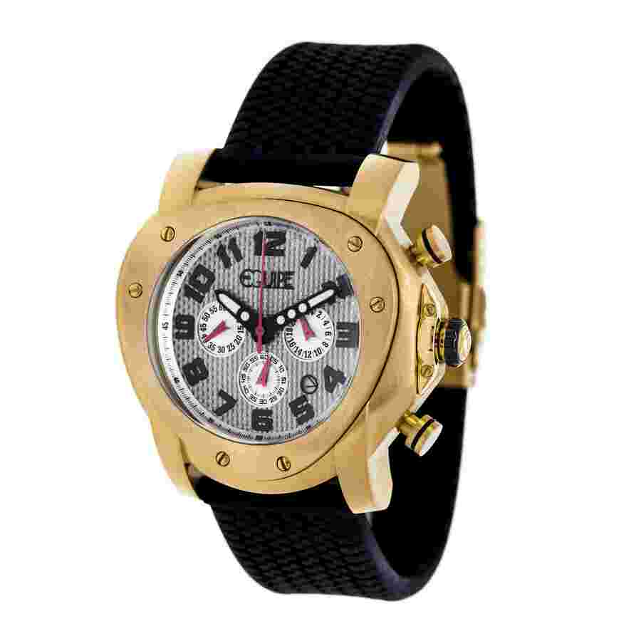 Equipe Grille Chronograph Silver Dial Black Rubber Men's Watch E209
