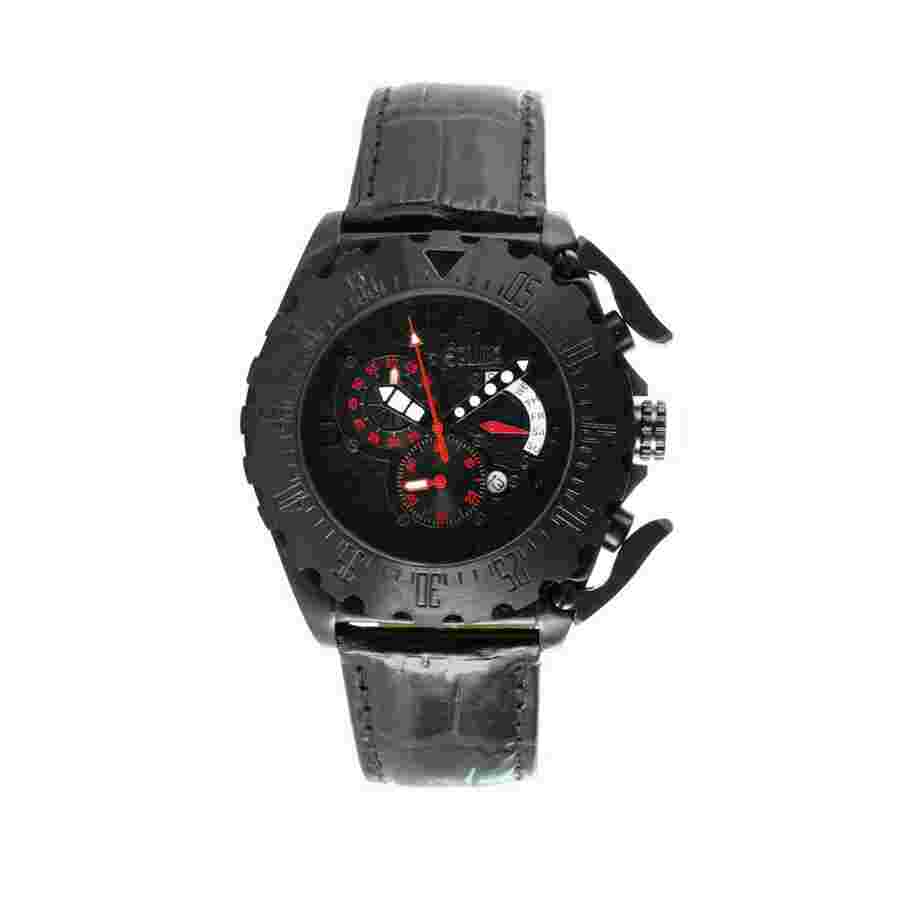 Equipe Paddle Black Dial Black Leather Men's Watch Q307