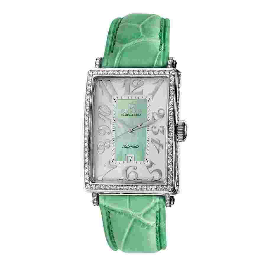 Gevril Avenue of Americas Automatic Diamond Silver/Light Green Dial Ladies Watch 6206NV