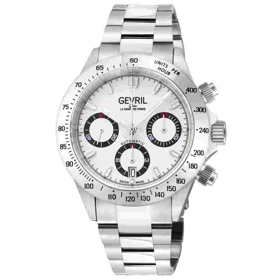Gevril New Amsterdam Chronograph Automatic White Dial Men's Watch 44606B