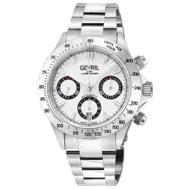 Gevril New Amsterdam Chronograph Automatic White Dial Men's Watch 44606B