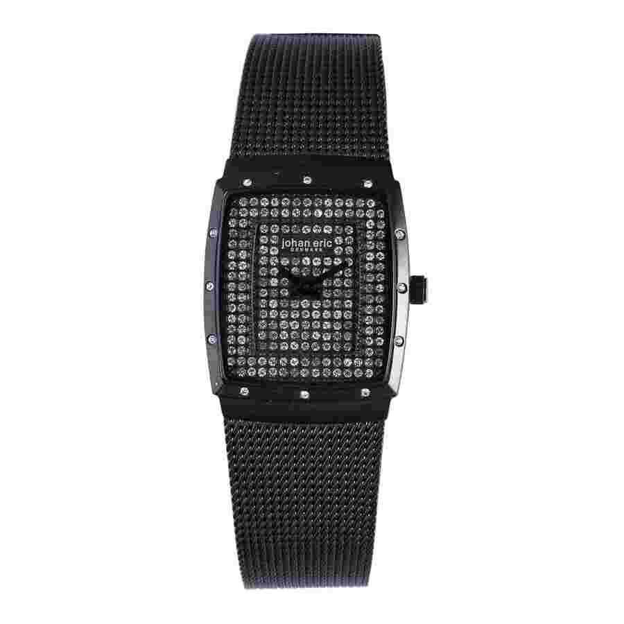 Johan Eric Tondor Tonneau Black IP Steel Pave Crystal Ladies Watch JE1006-13-007.16