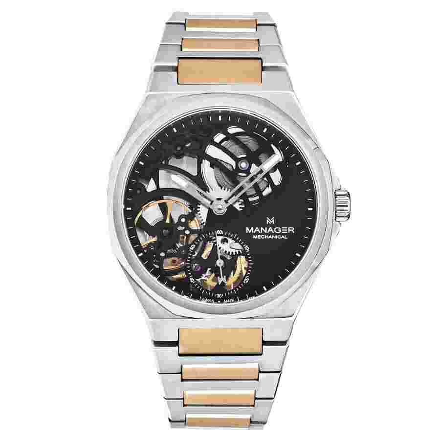 Manager Revolution Manual Wind Black Dial Men's Watch MAN-RM-06-BM