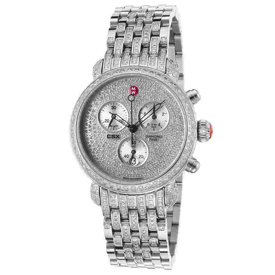 Michele CSX-36 Ultimate Chronograph Pave Diamond Dial Ladies Watch MWW03C000504