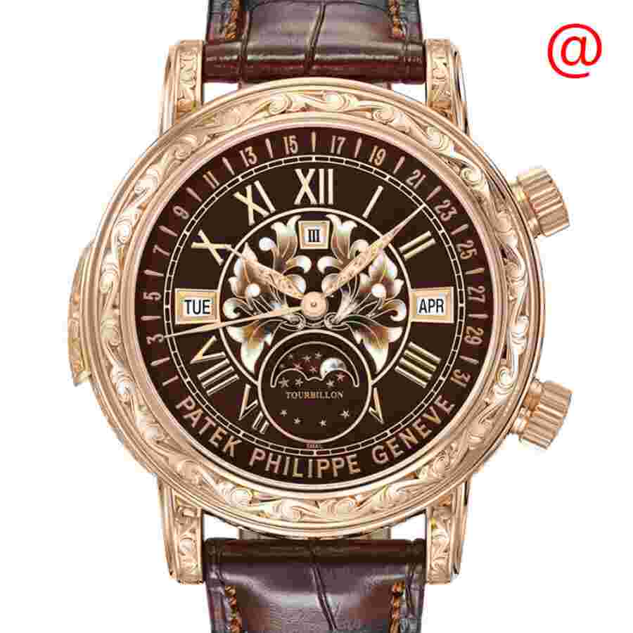 Patek Philippe Grand Complications Sky Moon Tourbillon Hand Wind Brown Dial Men's Watch 6002R-001