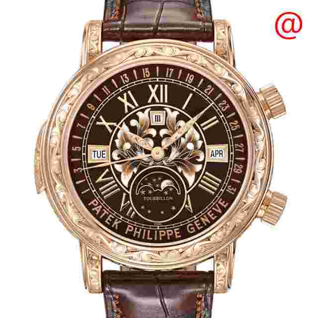 Patek Philippe Grand Complications Sky Moon Tourbillon Hand Wind Brown Dial Men's Watch 6002R-001