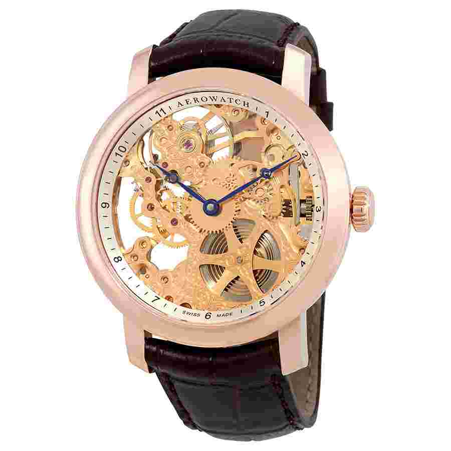 Pre-owned Aerowatch Renaissance Hand Wound Skeleton Dial Swiss Made Men's Watch A 57931 RO01