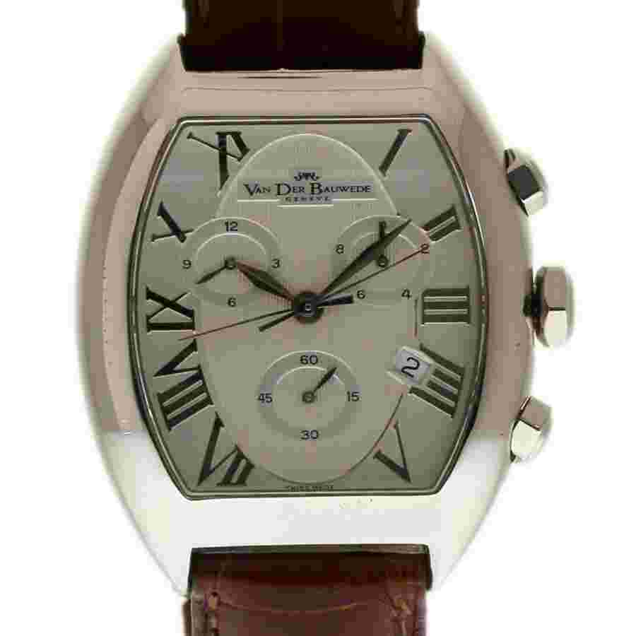 Pre-owned Van Der Bauwede Magnum Chronograph Silver Dial Men's Watch Cal 25