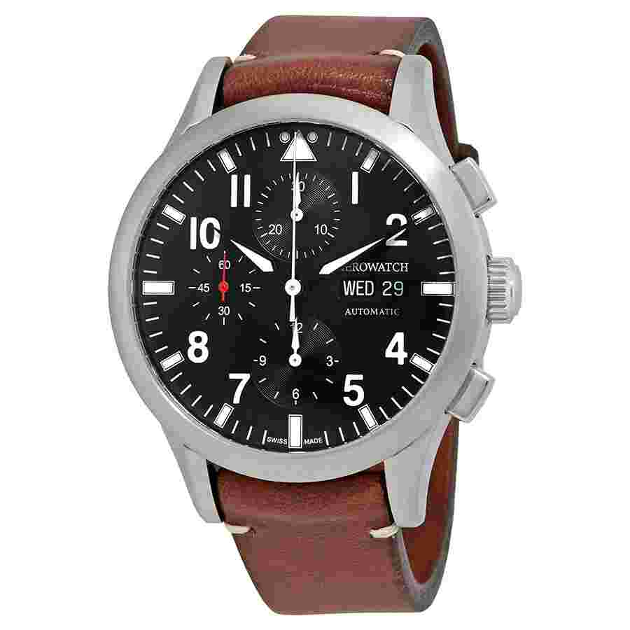Pre-owned Aerowatch The Grand Classics Pilot Automatic Chronograph Swiss Made Men's Watch A 61968 AA03