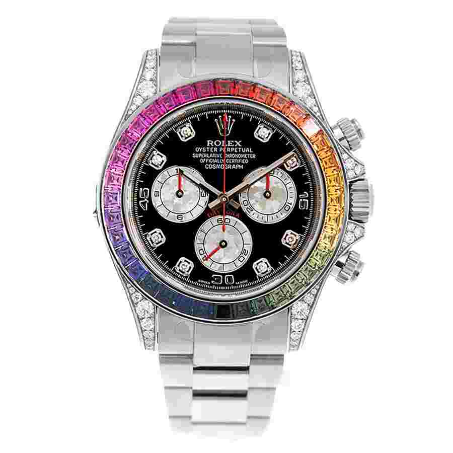 Rolex Cosmograph Daytona Chronograph Rainbow Diamond Black Dial Watch 116599 RBOW