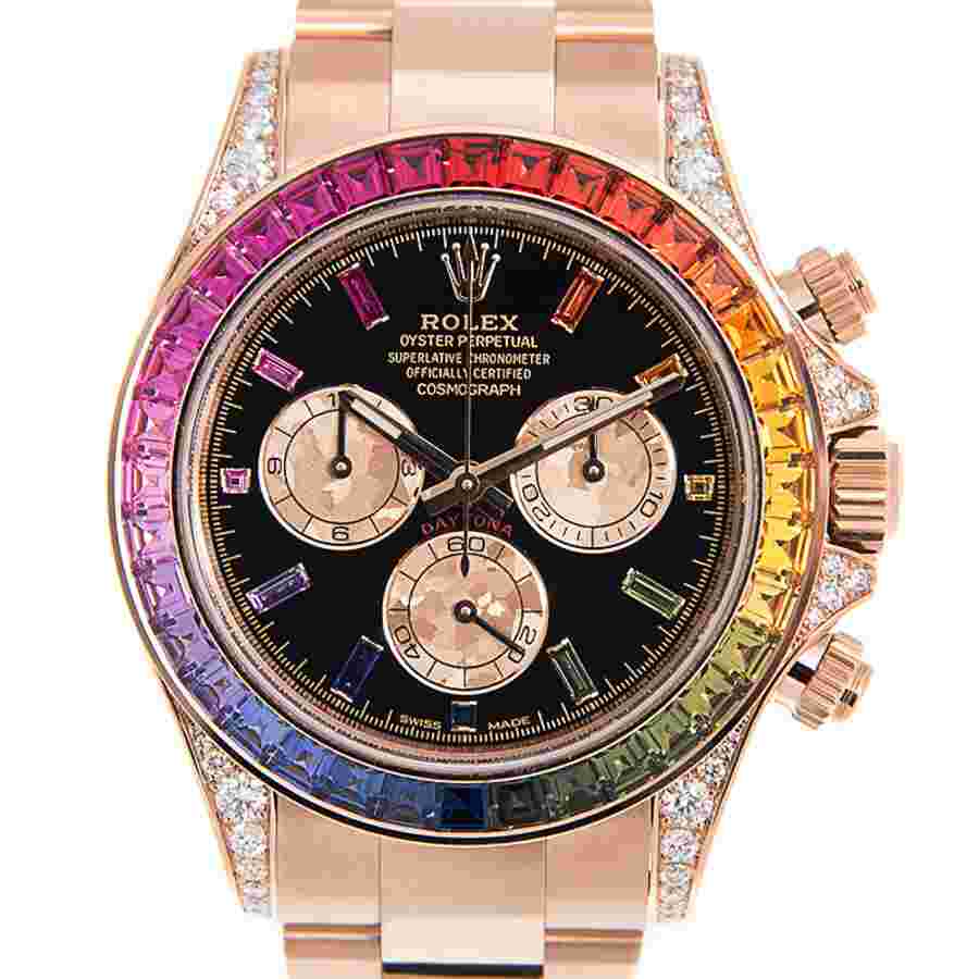 Rolex Rainbow Sapphire Daytona Chronograph Automatic Chronometer Diamond Black Dial Unisex Watch 116595 RBOW-0001
