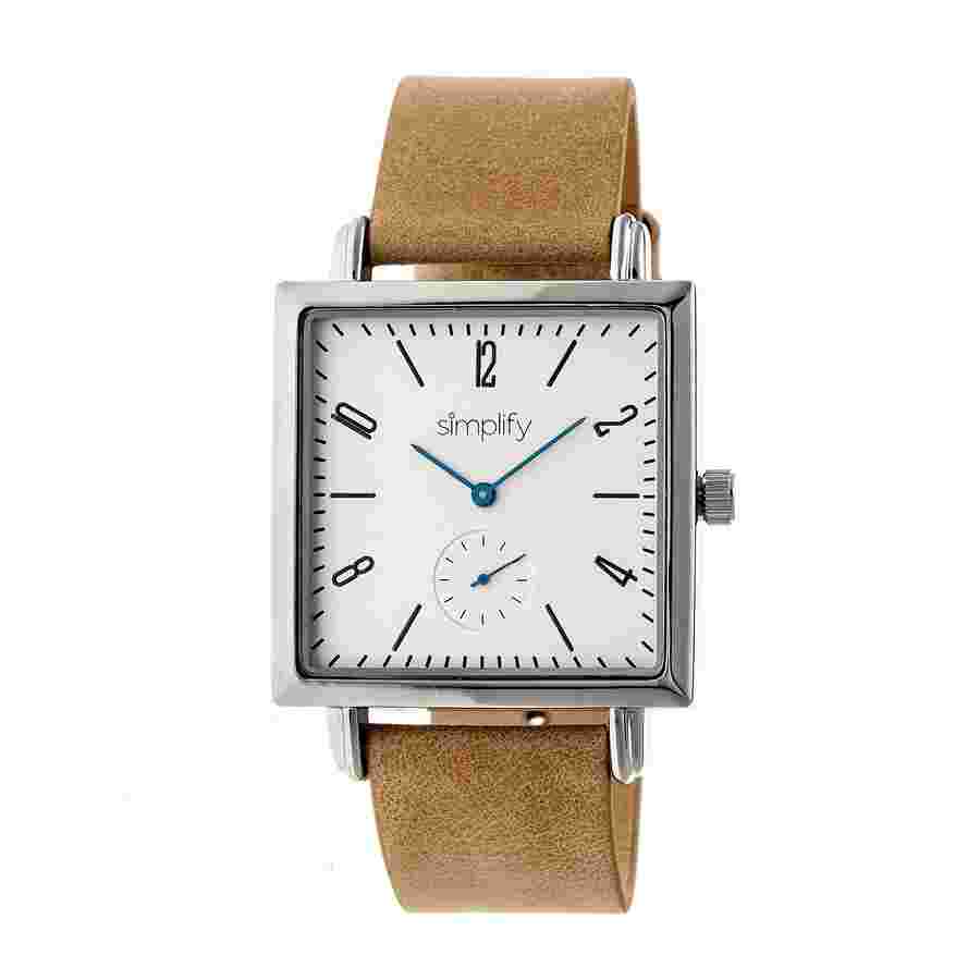 Simplify The 5000 Silver Dial Khaki Leather Watch SIM5005