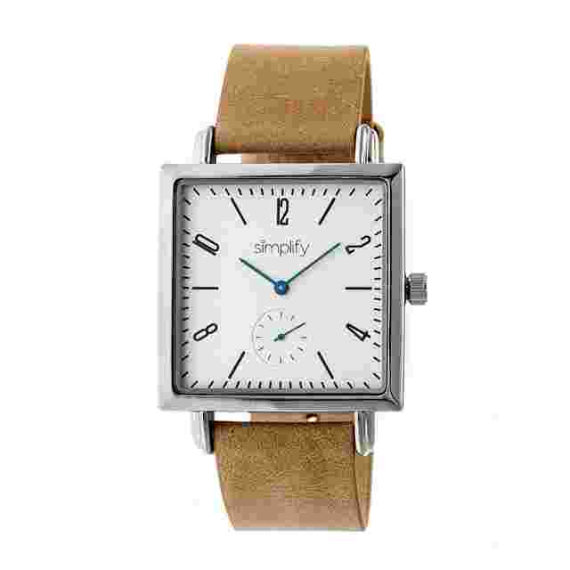 Simplify The 5000 Silver Dial Khaki Leather Watch SIM5005
