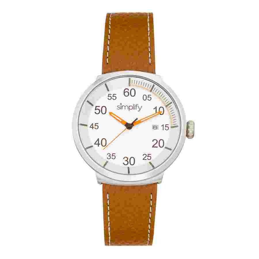 Simplify The 7100 Quartz White Dial Brown Leather Watch SIM7102