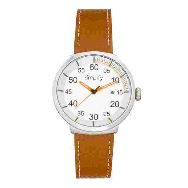 Simplify The 7100 Quartz White Dial Brown Leather Watch SIM7102