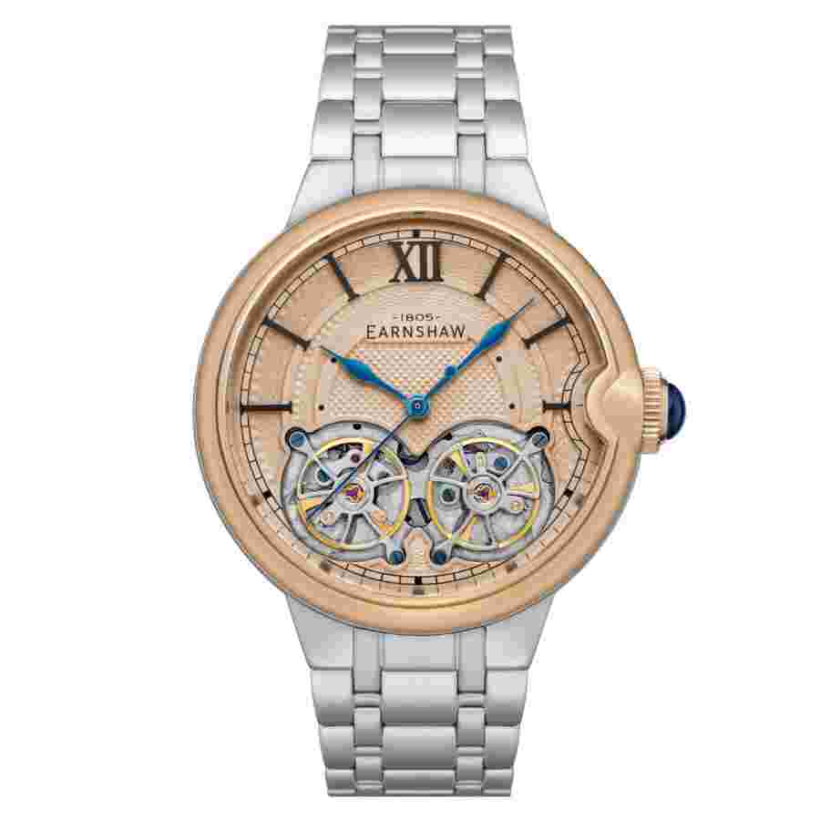 Thomas Earnshaw Barallier Dual Open Heart Automatic Rose Gold Dial Men's Watch ES-8266-55