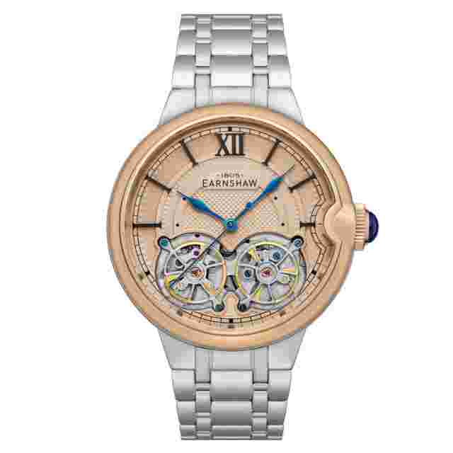 Thomas Earnshaw Barallier Dual Open Heart Automatic Rose Gold Dial Men's Watch ES-8266-55