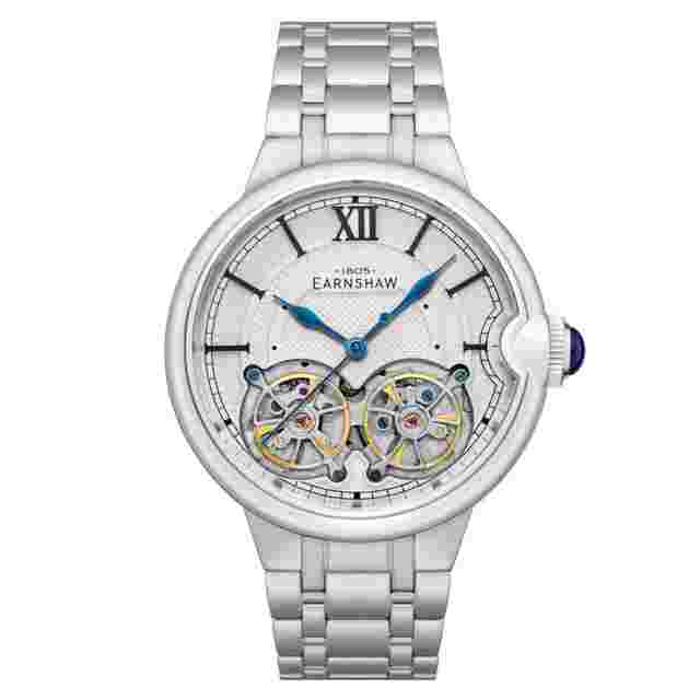 Thomas Earnshaw Barallier Dual Open Heart Automatic Silver Dial Men's Watch ES-8266-11