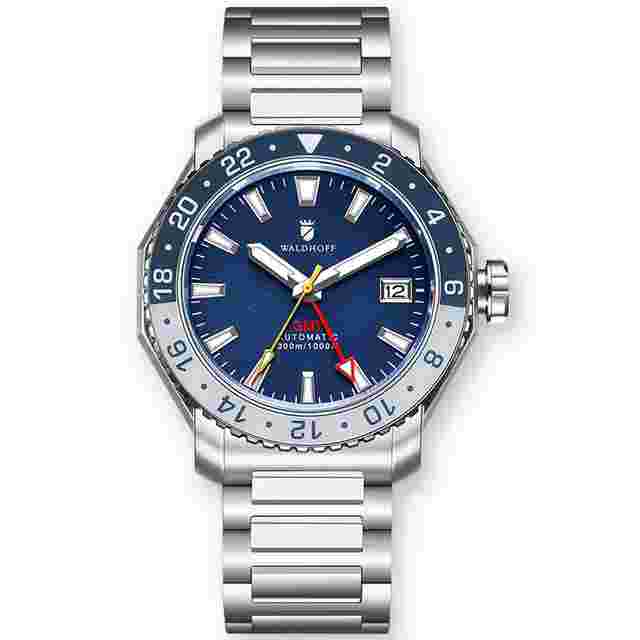 Waldhoff Atlas GMT Automatic Blue Dial Men's Watch MW-23C-3S