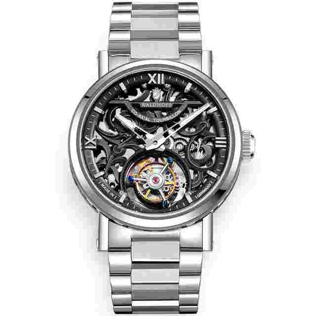 Waldhoff Metropolis Tourbillon Hand Wind Black Dial Men's Watch MW-18BL