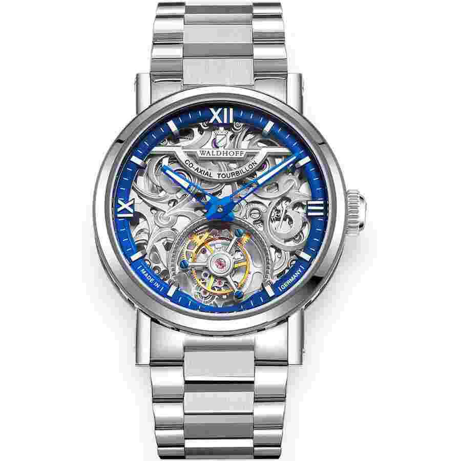 Waldhoff Metropolis Tourbillon Hand Wind Blue Dial Men's Watch MW-18CL