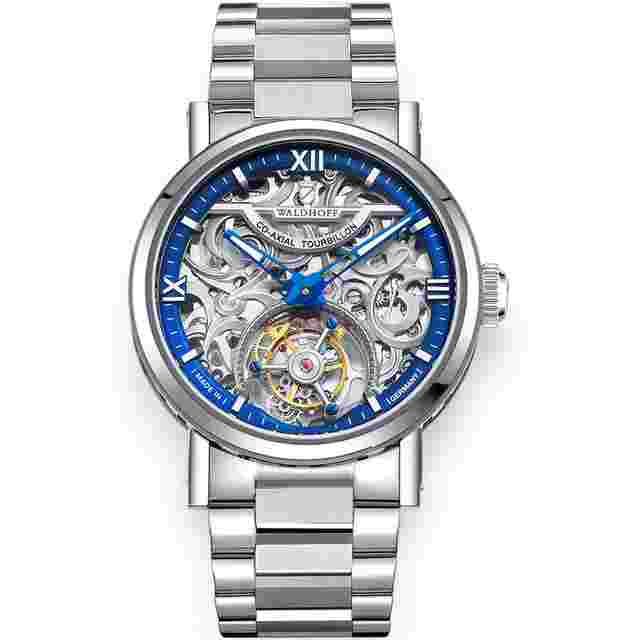 Waldhoff Metropolis Tourbillon Hand Wind Blue Dial Men's Watch MW-18CL