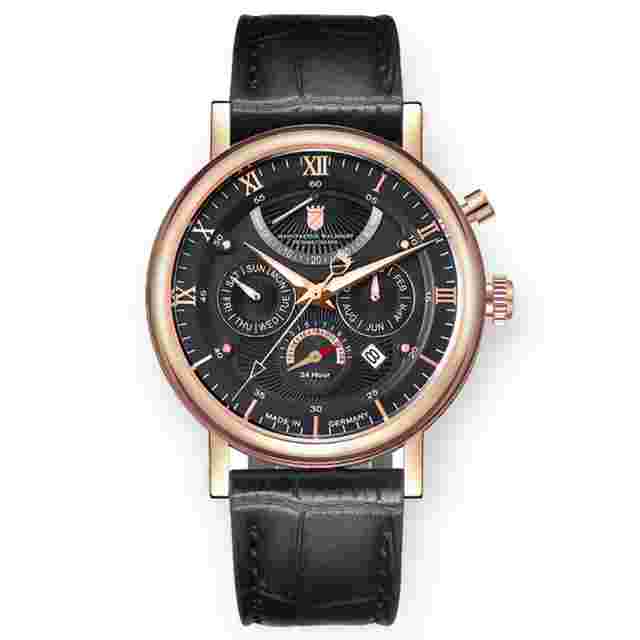 Waldhoff Multimatic Rose Gold Obsidian Black Automatic Black Dial Men's Watch 03D
