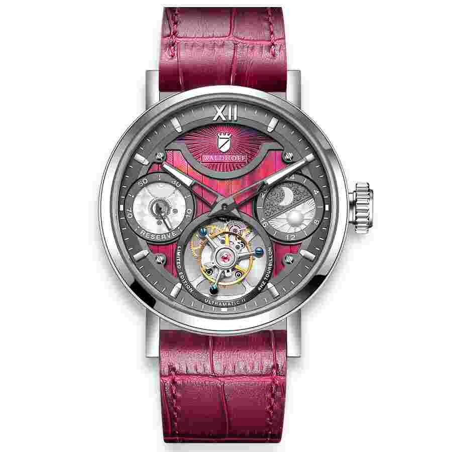 Waldhoff Ultramatic II Tourbillon Hand Wind Red Dial Men's Watch MW-15RM