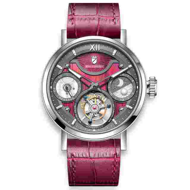 Waldhoff Ultramatic II Tourbillon Hand Wind Red Dial Men's Watch MW-15RM