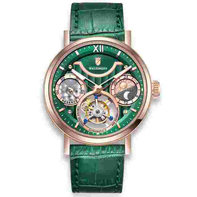 Waldhoff Ultramatic II Tourbillon Hand Wind Rose Gold Dial Men's Watch Ultramatic II Emerald