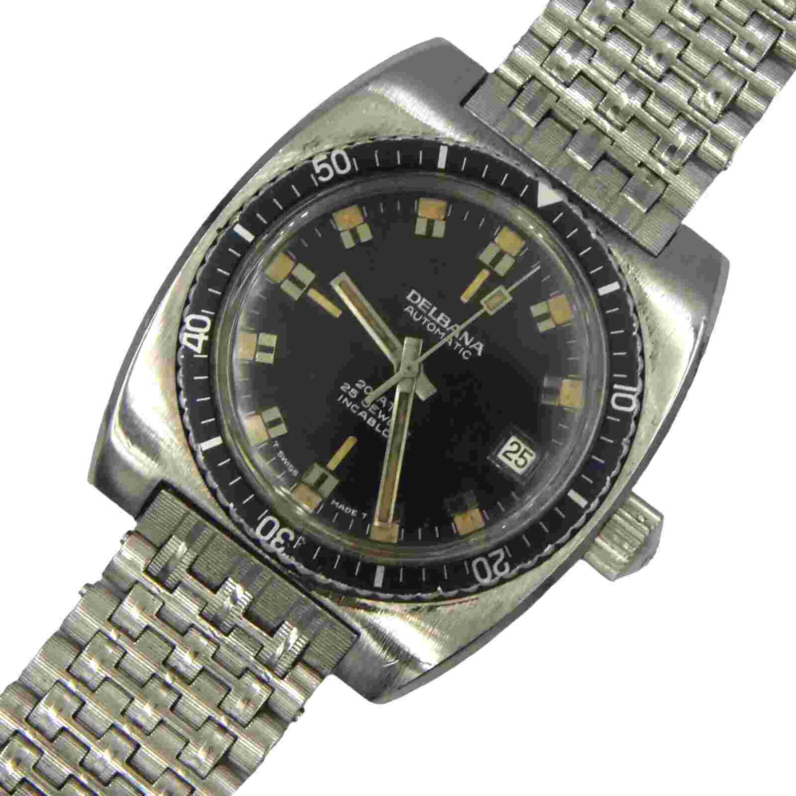 Vintage Delbana Diver's Watch with Original Bracelet Ref 56511 from 1960