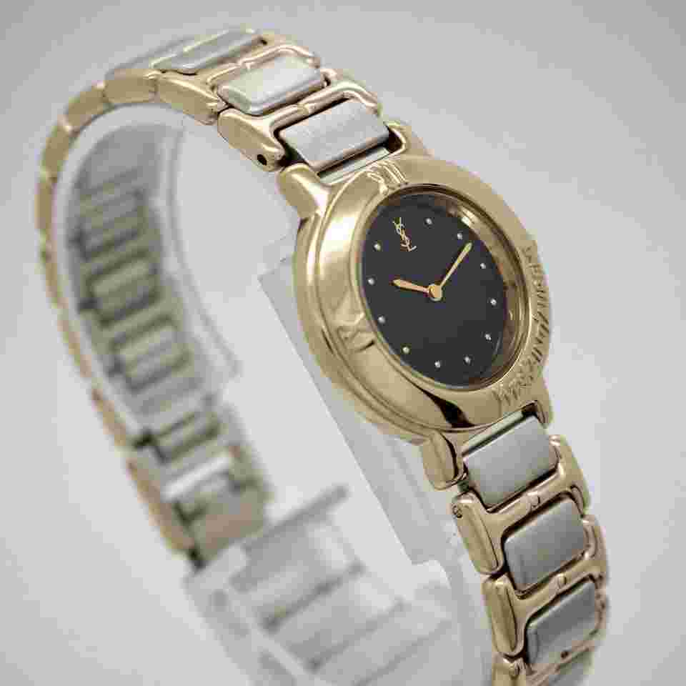 Saint Laurent Watch Wristwatch YSL Cassandra Silver Black Gold Women's Authentic
