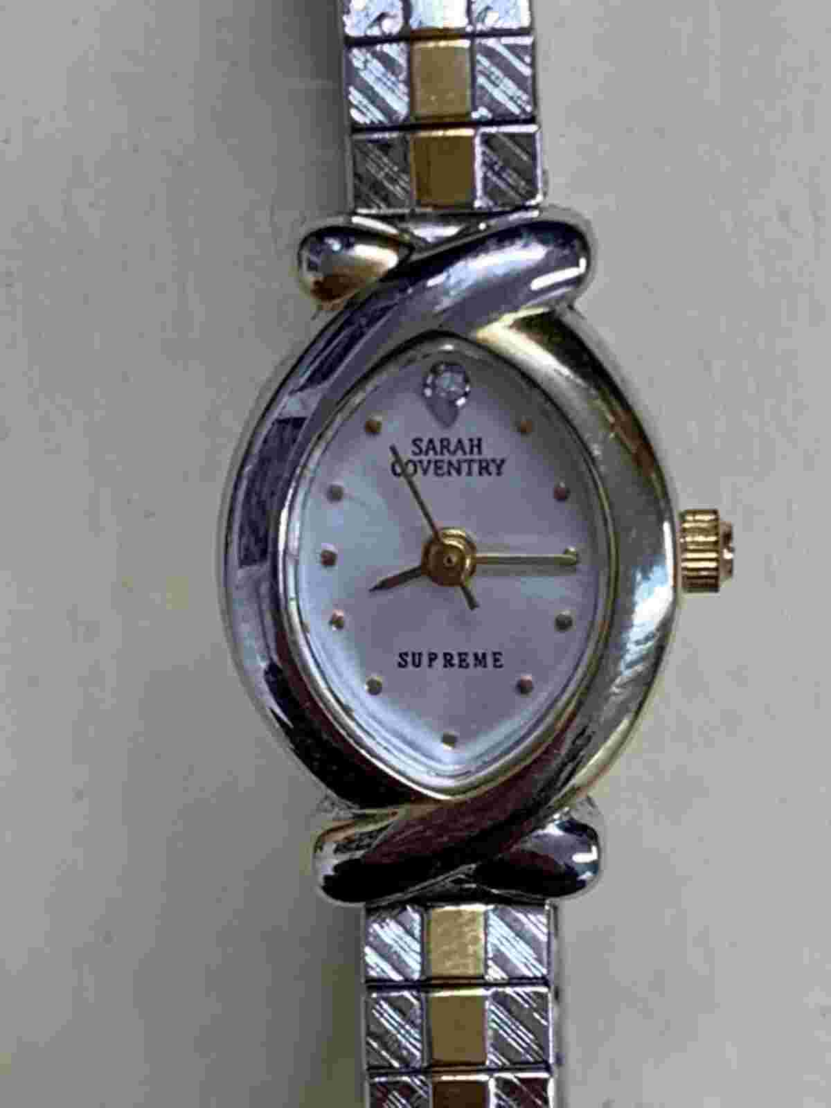 VTG. SARAH COVENTRY SUPREME SILVER & GOLD TONE QUARTZ WATCH *Untested*