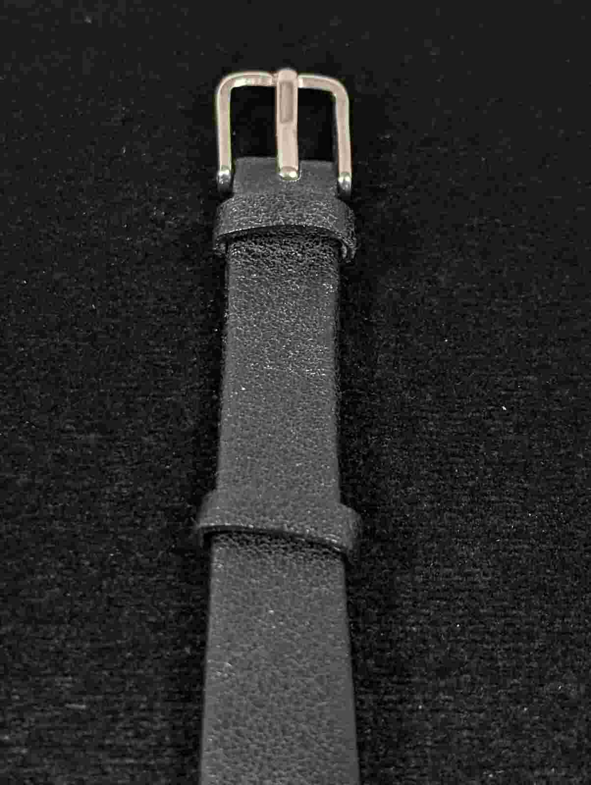 IBSO Black Dial Round Gold Tone Case Black Faux Leather Band Watch 7.5 Inch