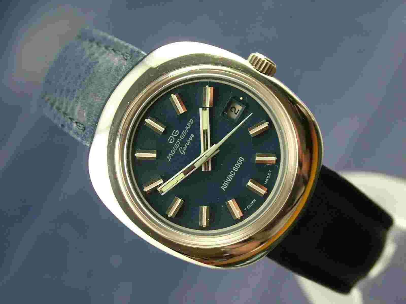 Jaquet Girard Airvac 6000 Automatic Watch 1970s Cal Tissot 784-2, NOS Vintage