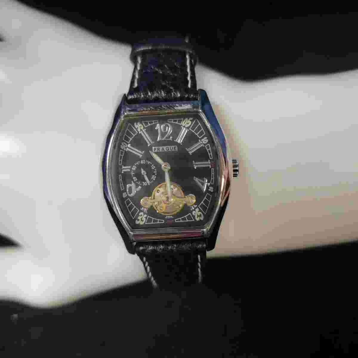 Prague Watch Black Snap Closure Leather Strap