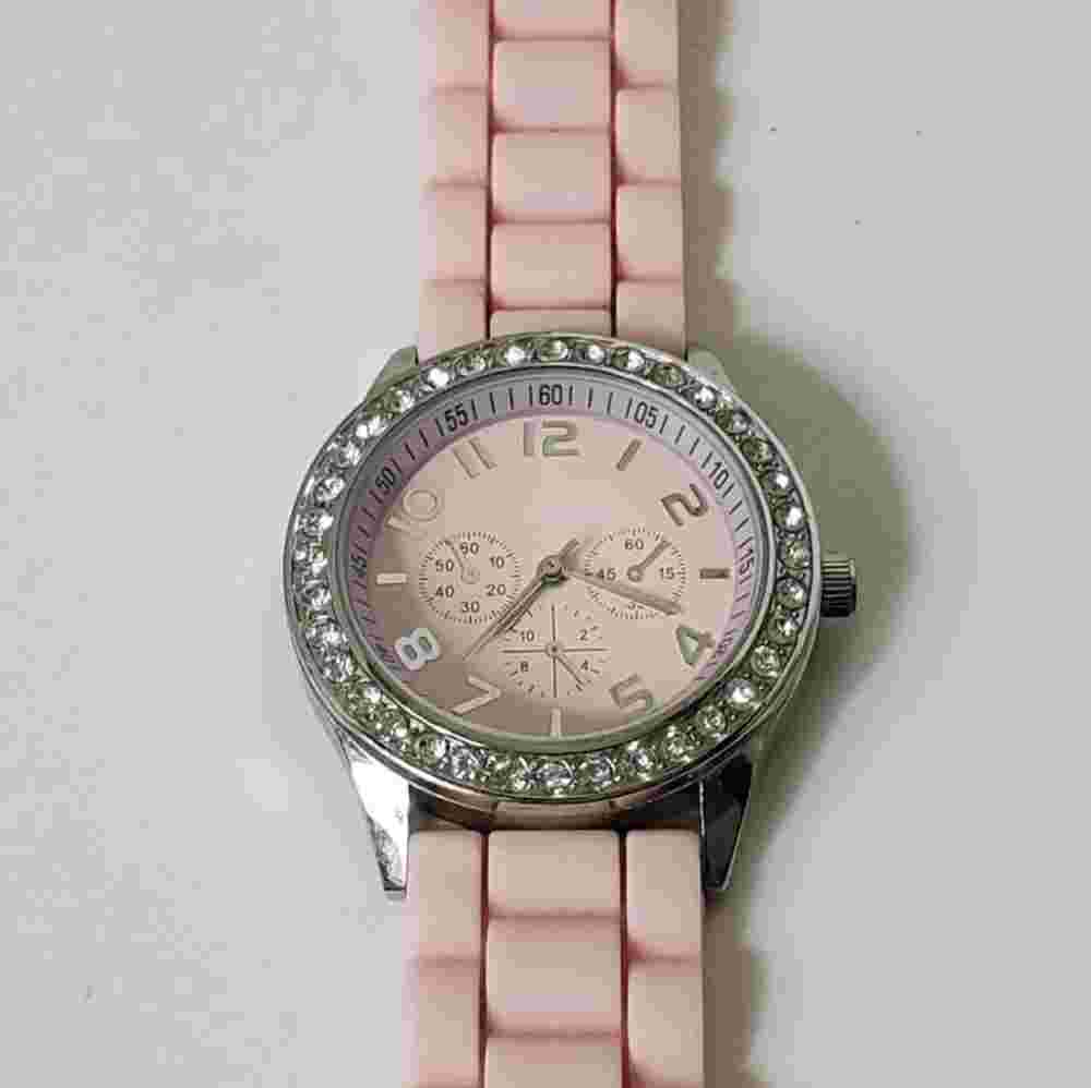 DARICE Crystal Embellished Silicone Band Watch