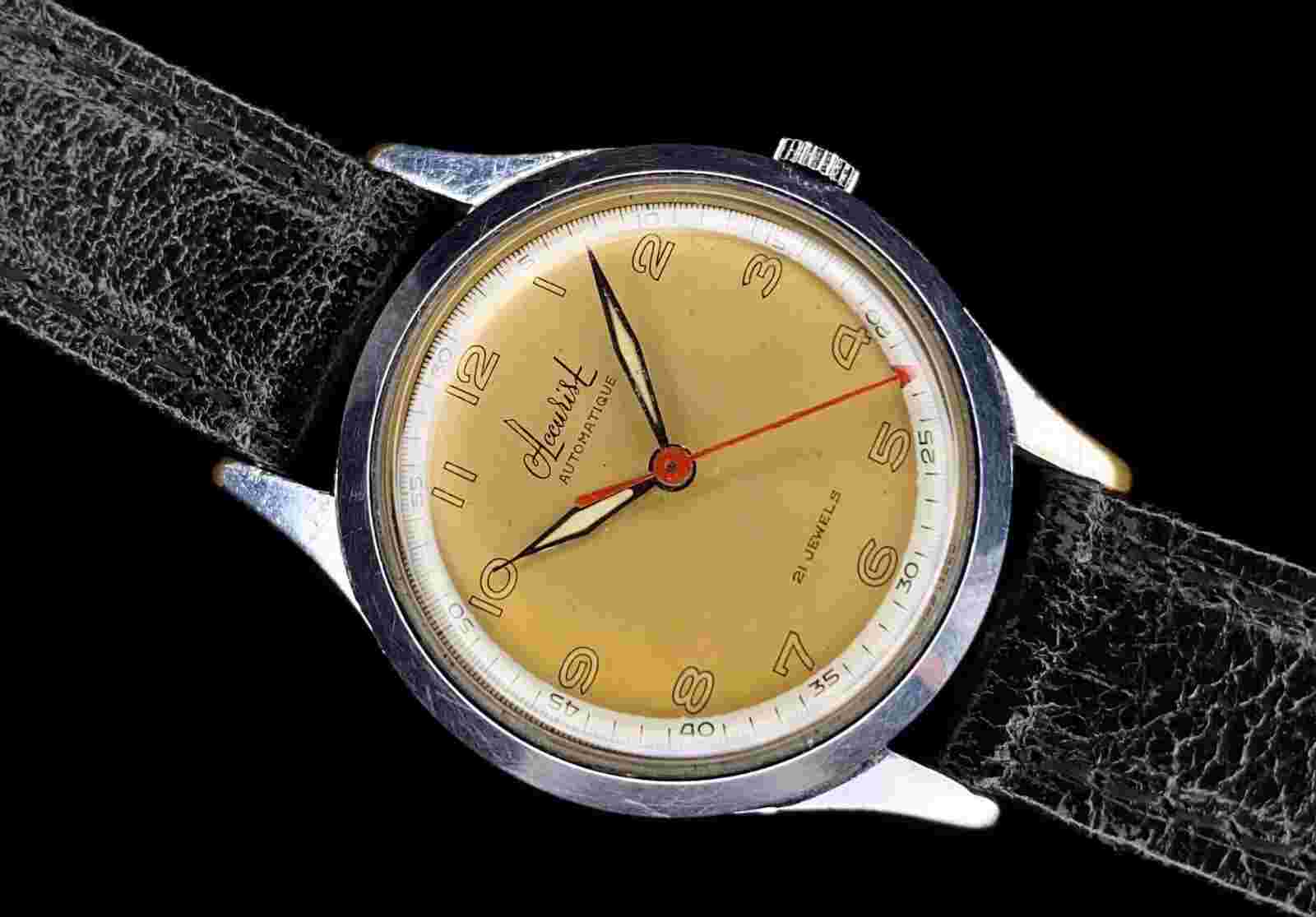 1950s Accurist Automatique Bidynator, Salmon dial dress watch Felsa 690 Serviced