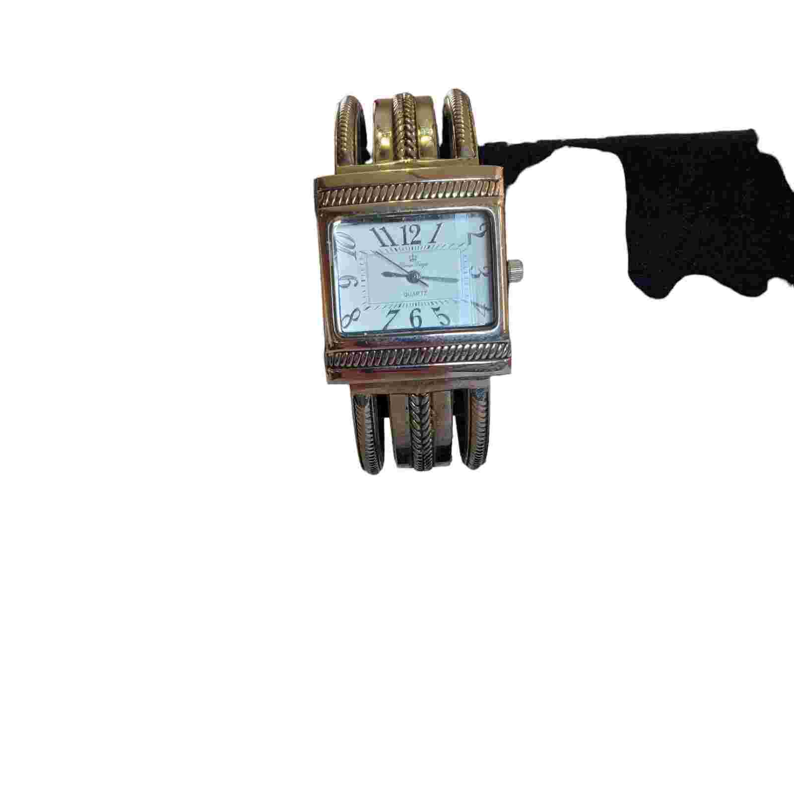 Premier Design Quatz Watch Women Silver Tone Open Cuff Band Needs Battery