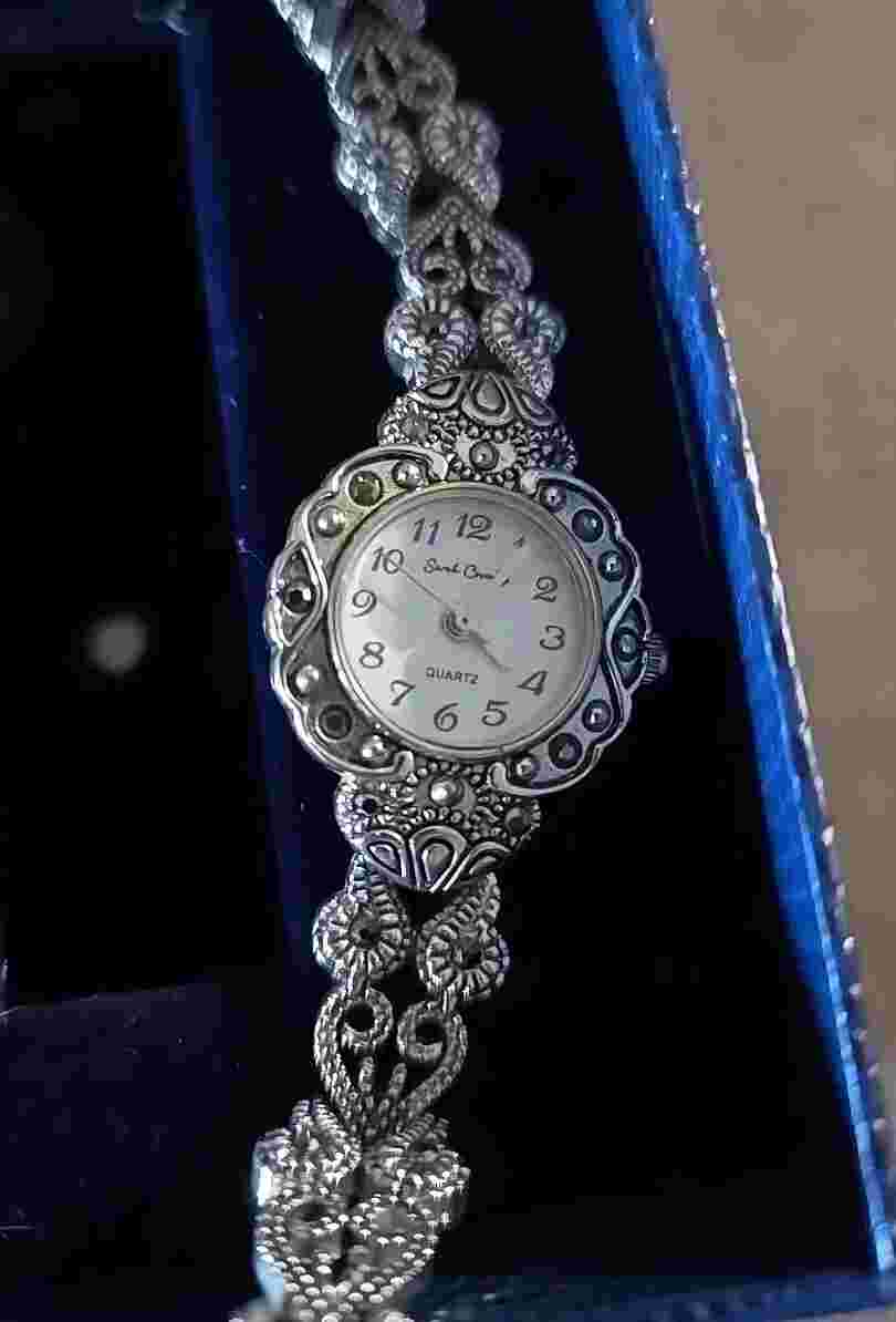 Sarah Coventry Ladies White Dial Silver Tone 23mm Filigree Quartz Analog Watch,