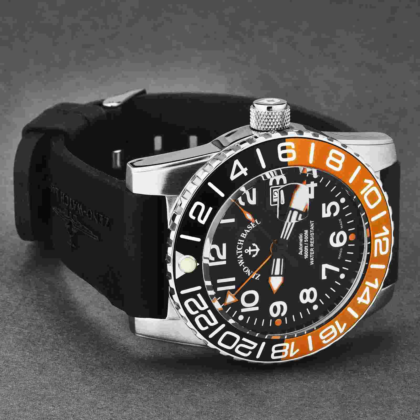 Swiss Zeno Men's Diver Dial Black Strap Automatic GMT-12-A15