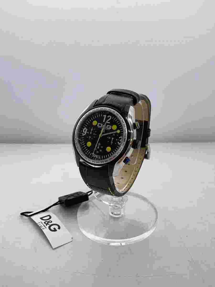 D&G DW0311 Automatic Analog Watch Leather Black Excellent JAPAN