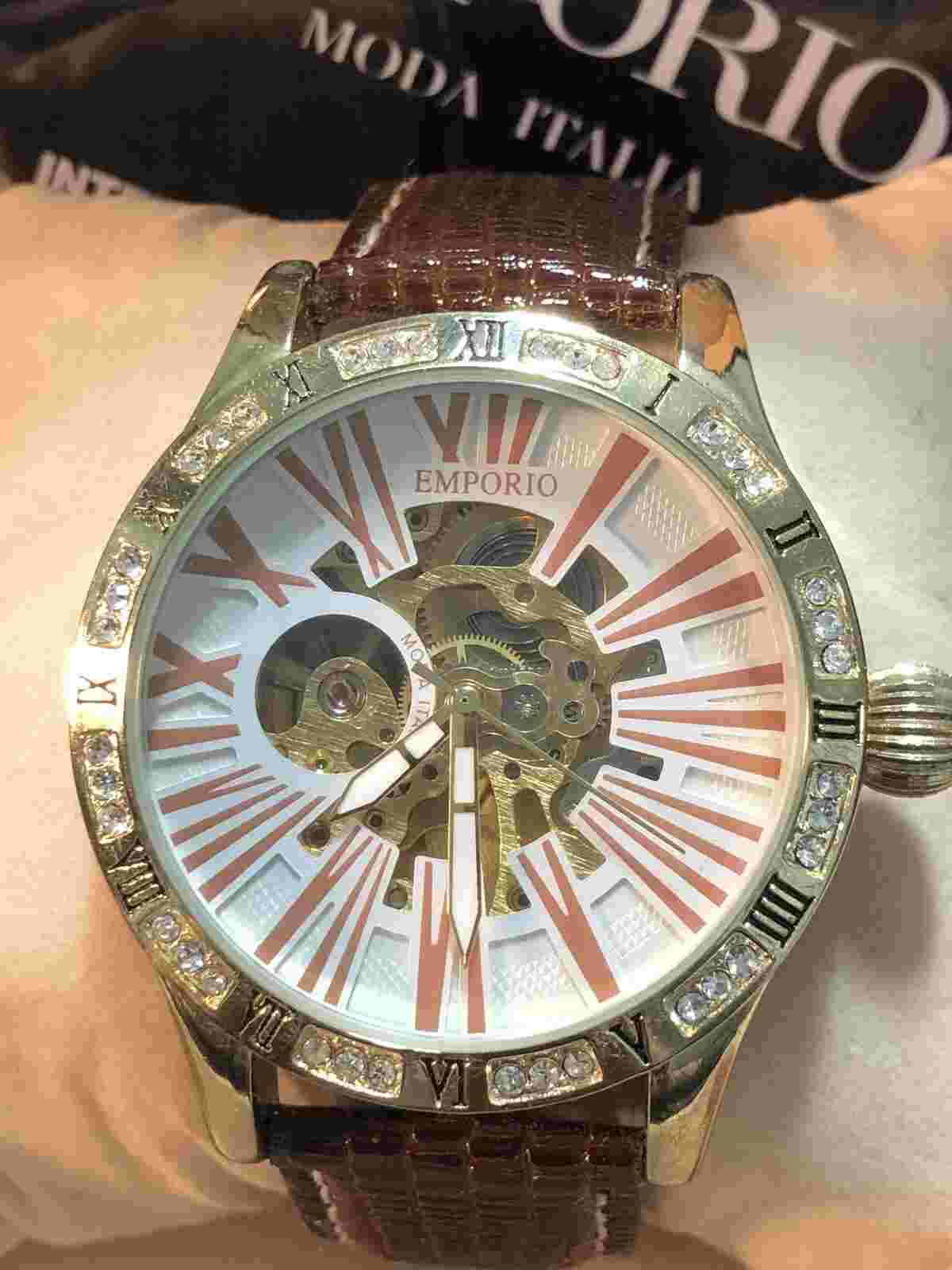 EMPORIO Watch Mens Automatic Mechanical Moda Italia SKELTON 3134 W/Box Runs