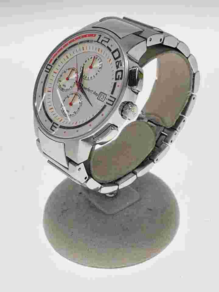 D&G Quartz Analog White Silver Stainless Steel Near Mint JAPAN