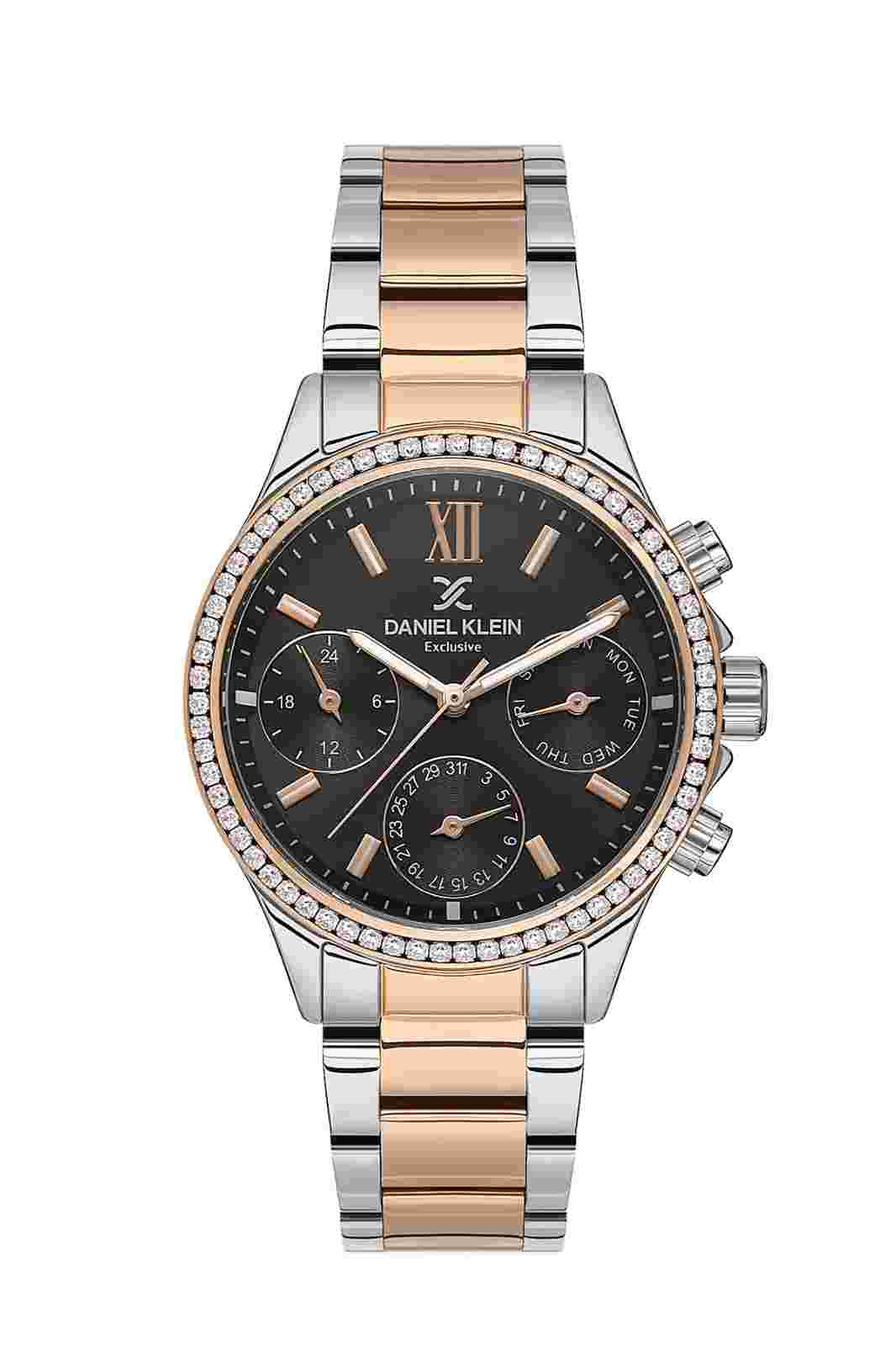 Daniel Klein Exclusive Women Black/Rose Gold Watch
