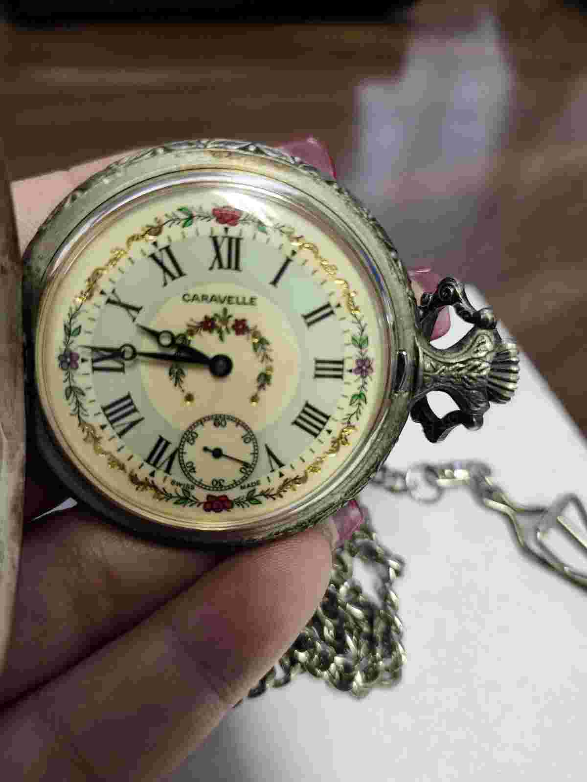 Caravelle Swiss Made Sterling Pocket Watch