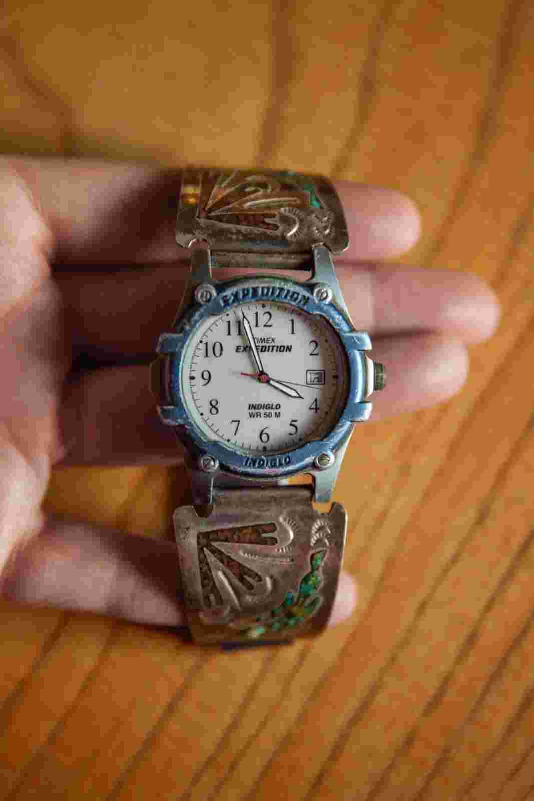 VTG Turquoise Etched Detailed Sterling Watch Band + Watch