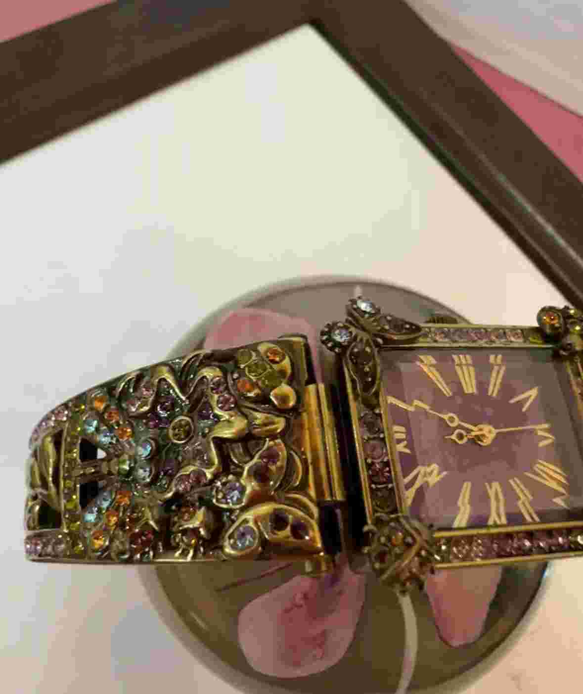 Vintage Inspired Watch Bronze Colorful Crystal Butterfly Watch Cuff Style